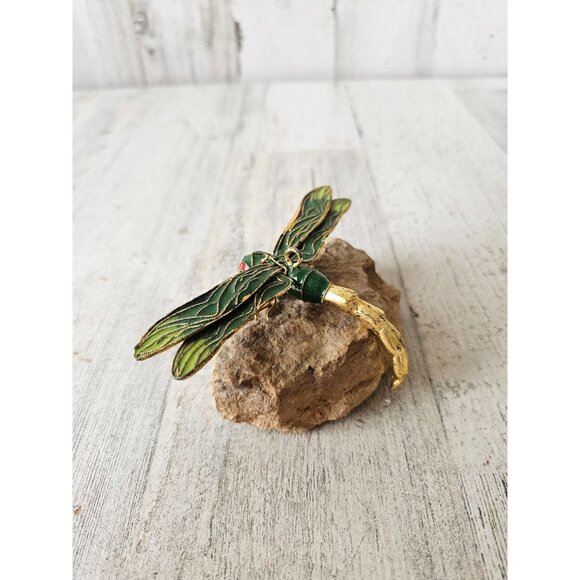 Metal dragonfly rock insect decor ornament Xmas tree - Picture 3 of 8